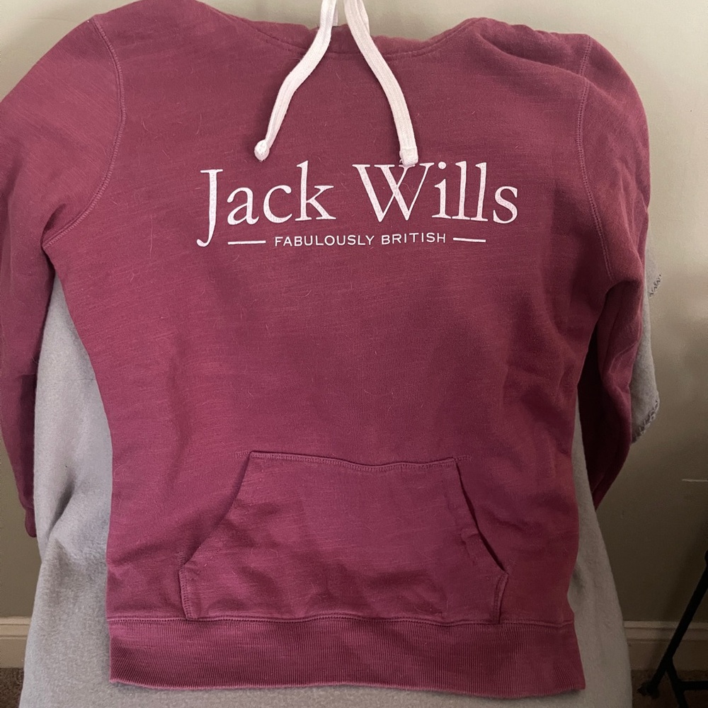 Jack Wills Cotton hooded Huston sweatshirt size 8 UK 12 mauve color gently worn